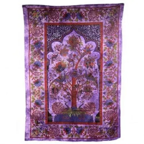 PAGAN/SPIRITUAL ICONIC TREE OF LIFE-PURPLE Indian wall hanging/DOUBLE BEDSPREAD. Ancient Wisdom