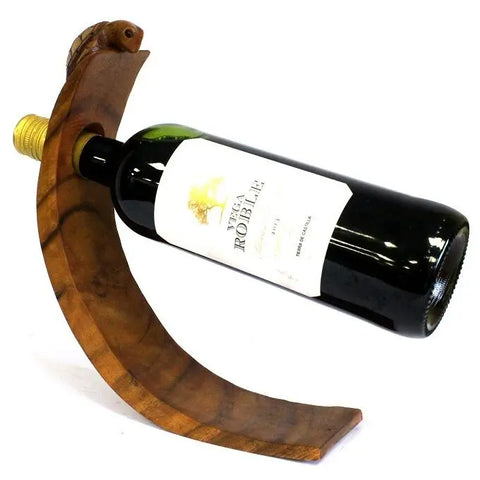 A&E Millwork LTD Wood Self Balancing Wine Bottle Holder, Brass Bottle  Opener, Free Standing Wood Bottle Holder, Wine Bottle Holder for  Countertop