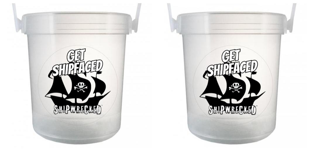 32 oz Plastic Rum Buckets with Custom Sticker