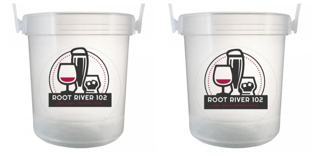 32 oz Plastic Rum Buckets with Custom Sticker