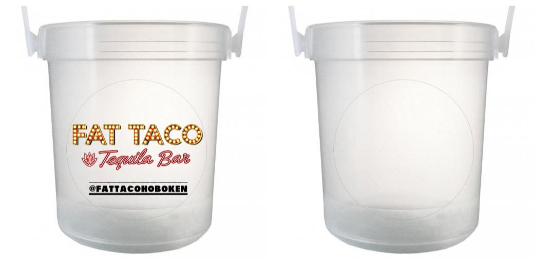 32 oz Plastic Rum Buckets with Custom Sticker