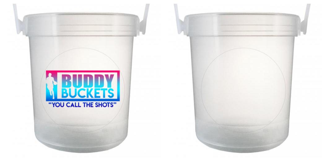 32 oz Plastic Rum Buckets with Custom Sticker