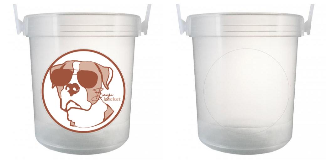 32 oz Plastic Rum Buckets with Custom Sticker