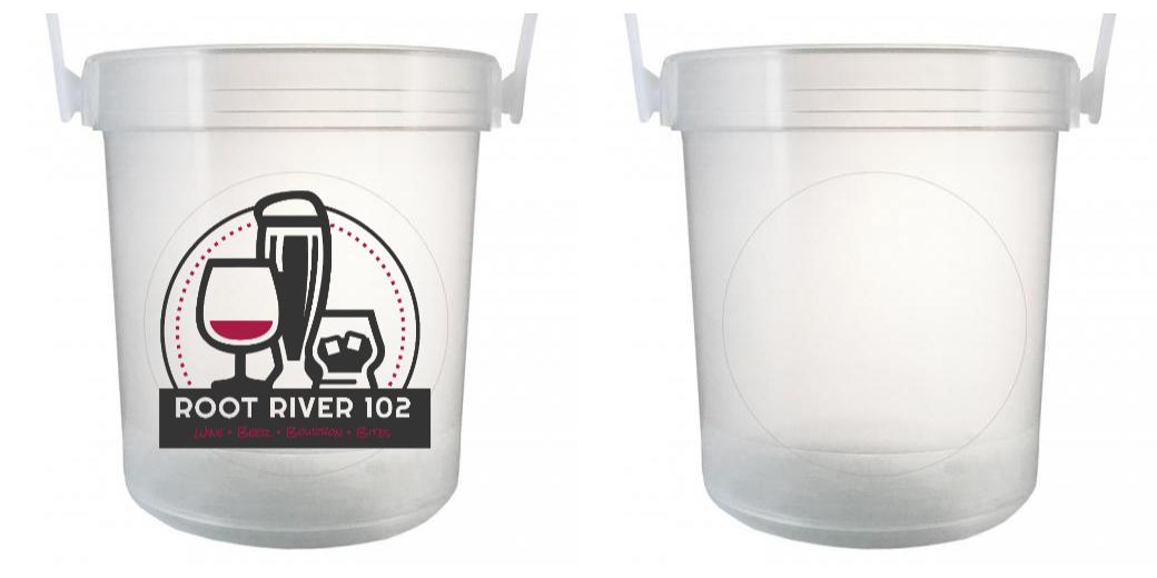 32 oz Plastic Rum Buckets with Custom Sticker