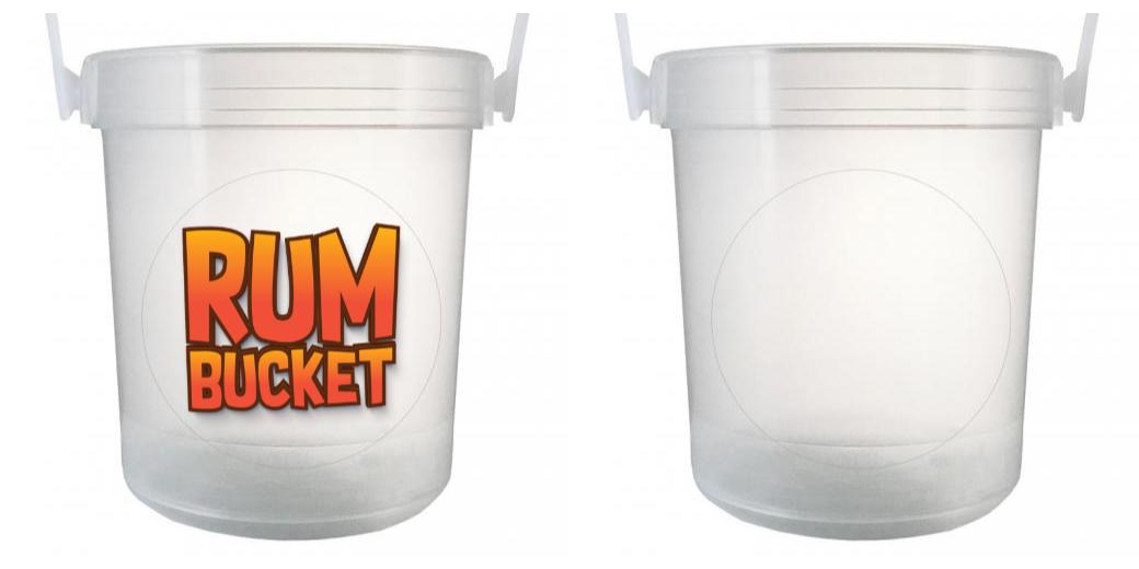 32 oz Plastic Rum Buckets with Custom Sticker