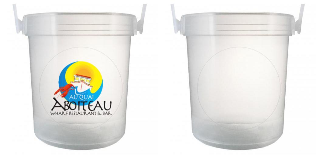 32 oz Plastic Rum Buckets with Custom Sticker