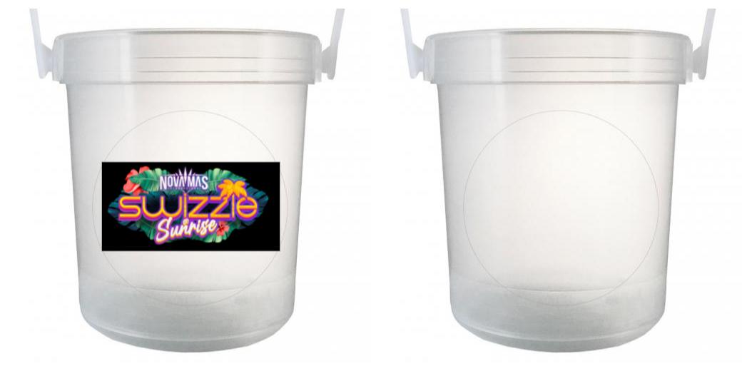 32 oz Plastic Rum Buckets with Custom Sticker