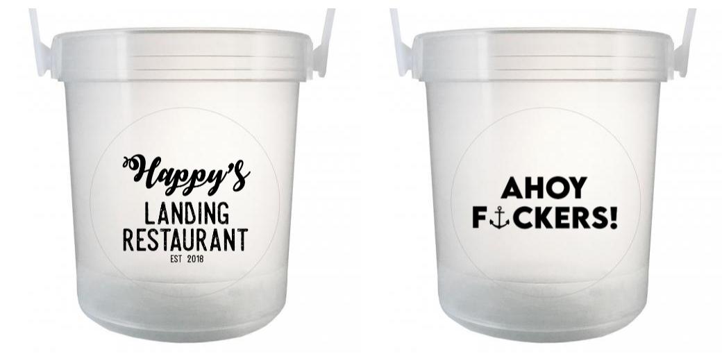 32 oz Plastic Rum Buckets with Custom Sticker