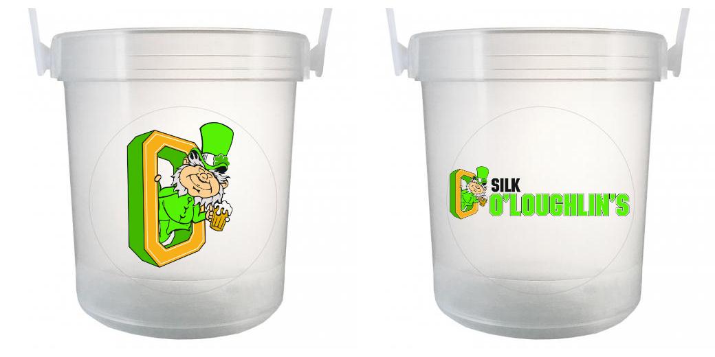 32 oz Plastic Rum Buckets with Custom Sticker