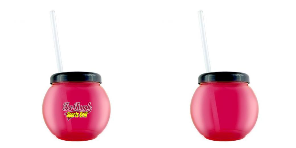 BarConic® 20 oz Pink Fishbowl With Lid and Straw