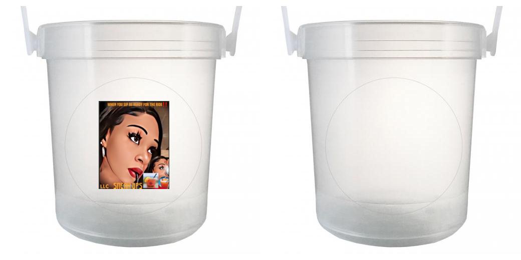 32 oz Plastic Rum Buckets with Custom Sticker