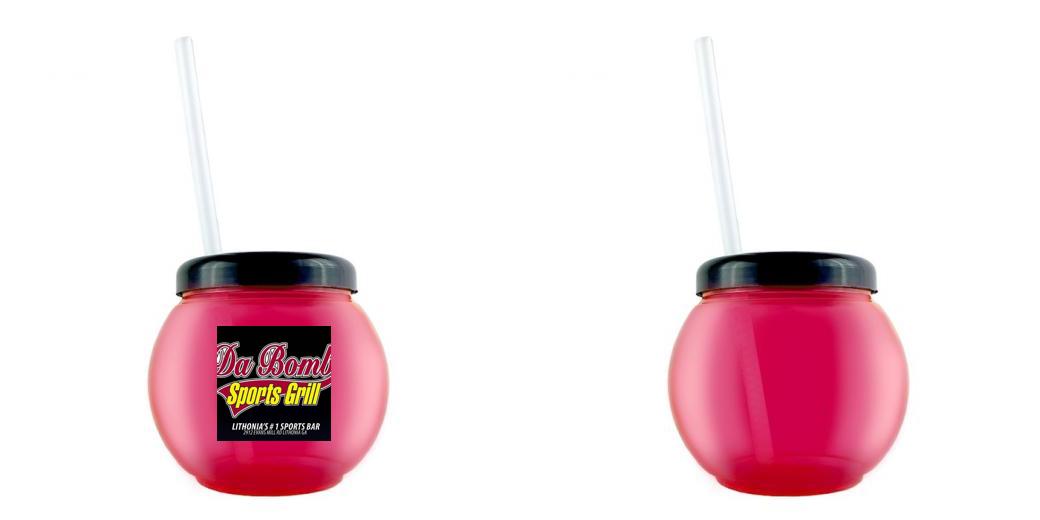 BarConic® 20 oz Pink Fishbowl With Lid and Straw