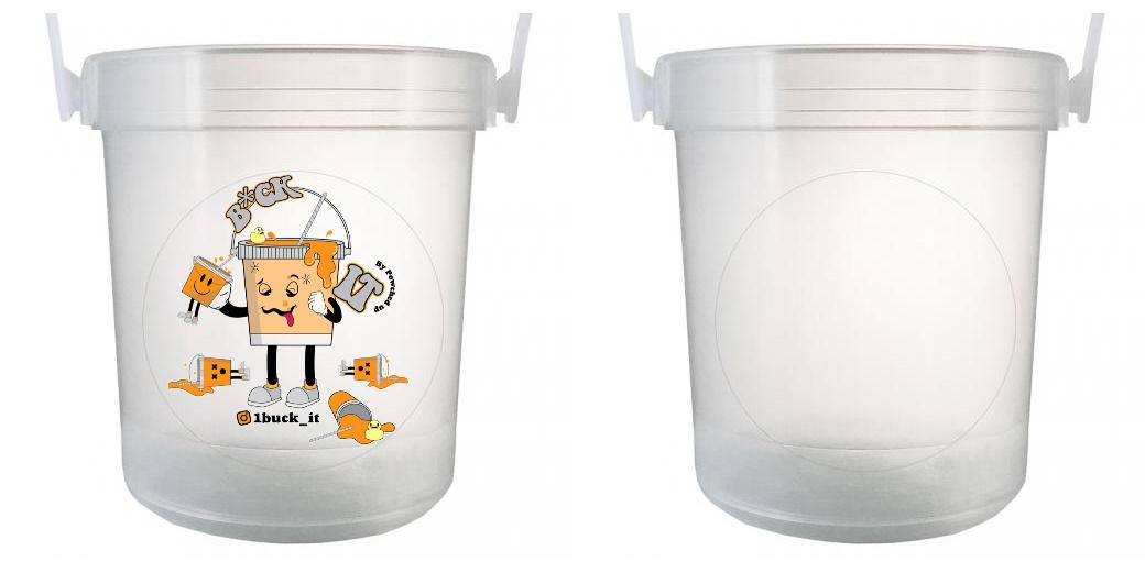 32 oz Plastic Rum Buckets with Custom Sticker