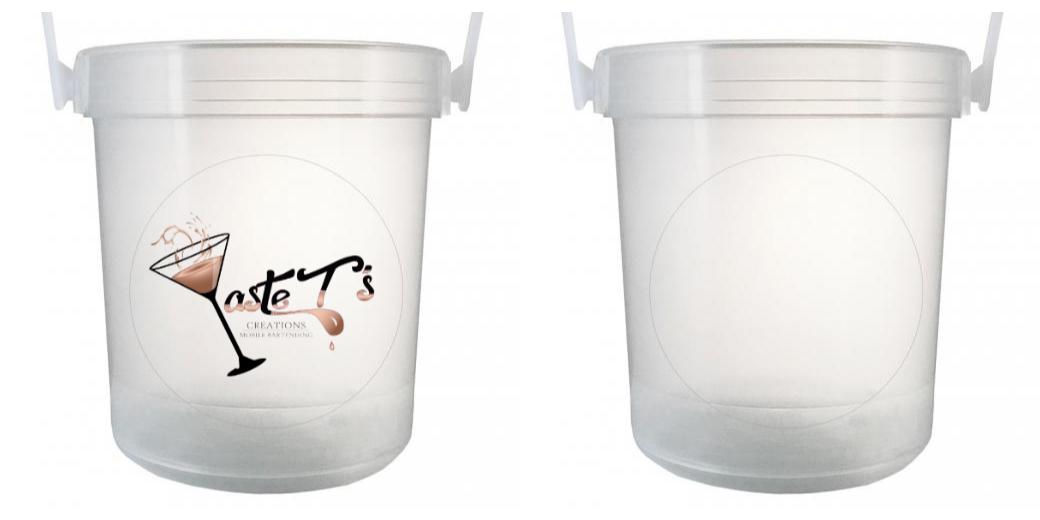 32 oz Plastic Rum Buckets with Custom Sticker