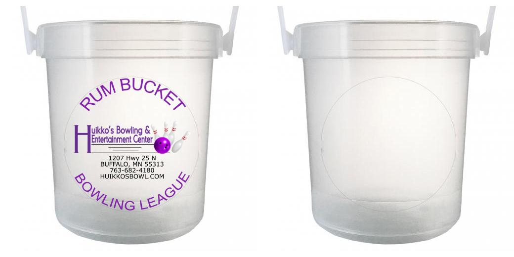 32 oz Plastic Rum Buckets with Custom Sticker