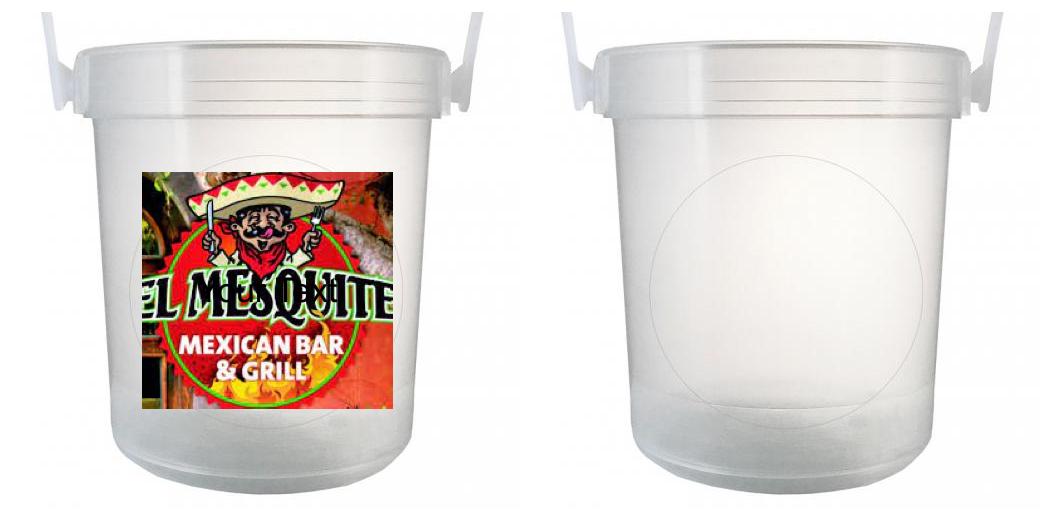 32 oz Plastic Rum Buckets with Custom Sticker