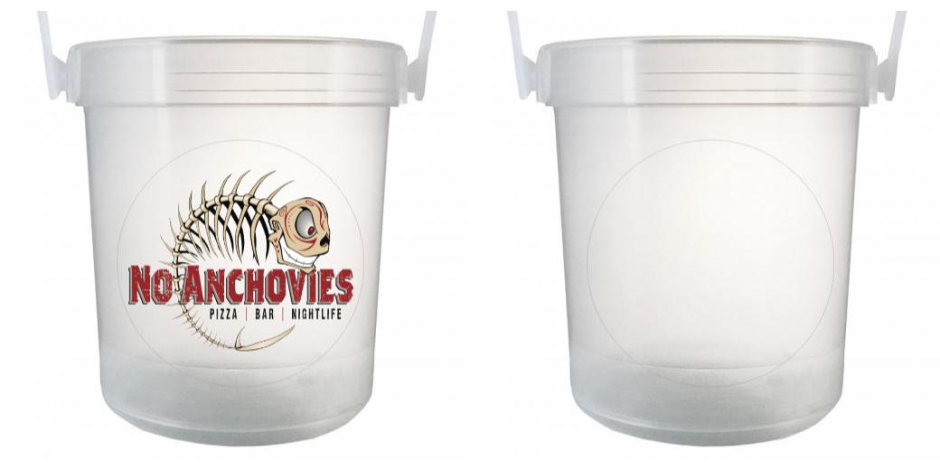 32 oz Plastic Rum Buckets with Custom Sticker