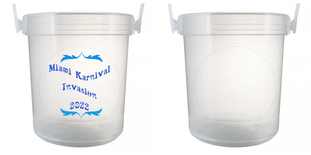 32 oz Plastic Rum Buckets with Custom Sticker