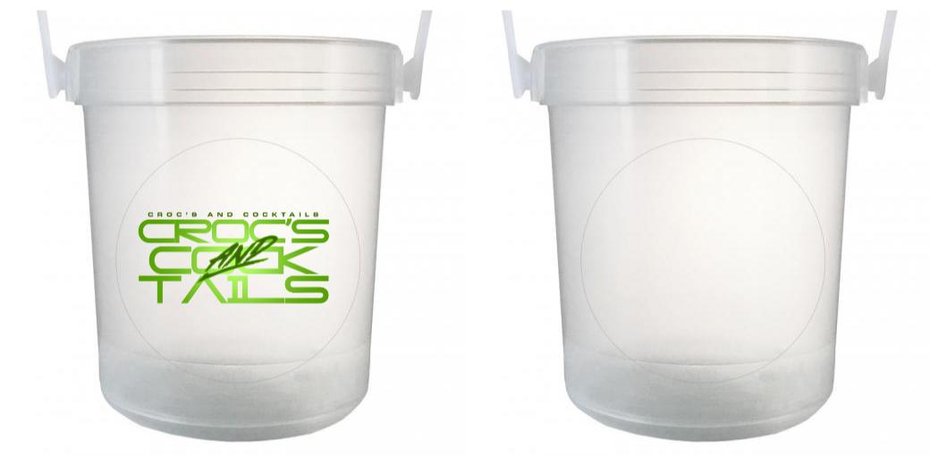 32 oz Plastic Rum Buckets with Custom Sticker