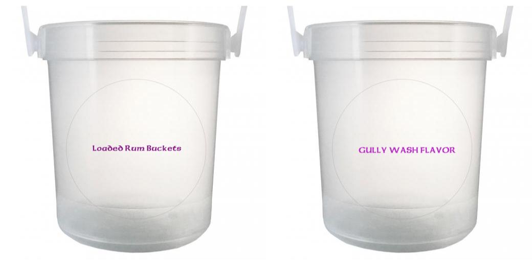 32 oz Plastic Rum Buckets with Custom Sticker