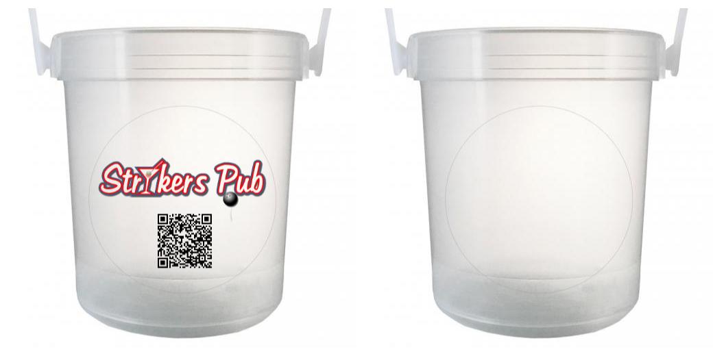 32 oz Plastic Rum Buckets with Custom Sticker