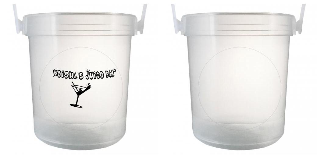 32 oz Plastic Rum Buckets with Custom Sticker