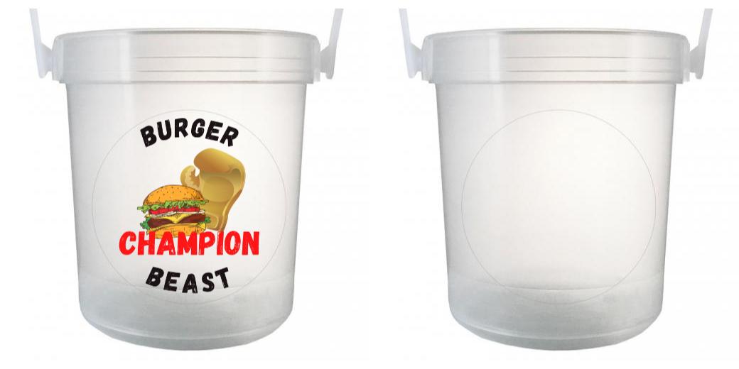 32 oz Plastic Rum Buckets with Custom Sticker