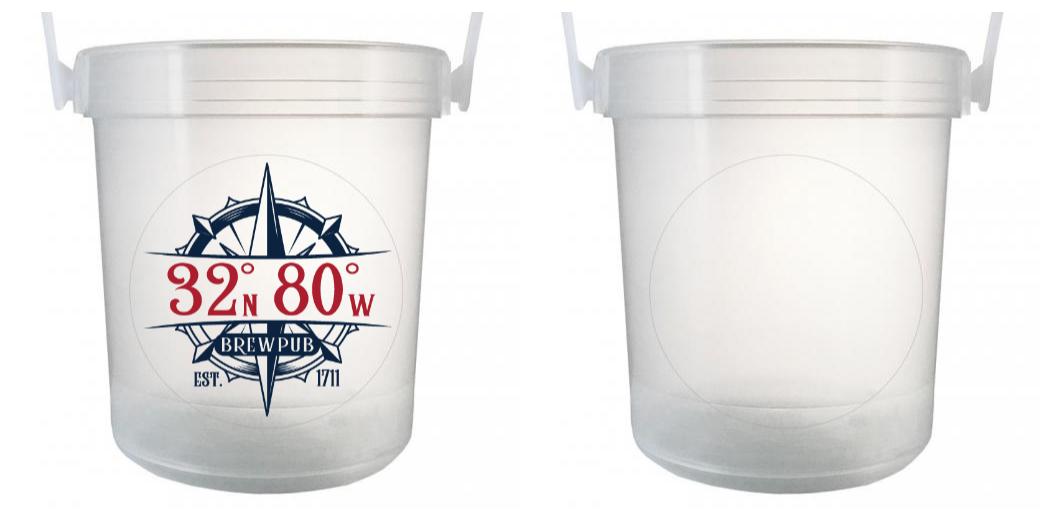 32 oz Plastic Rum Buckets with Custom Sticker