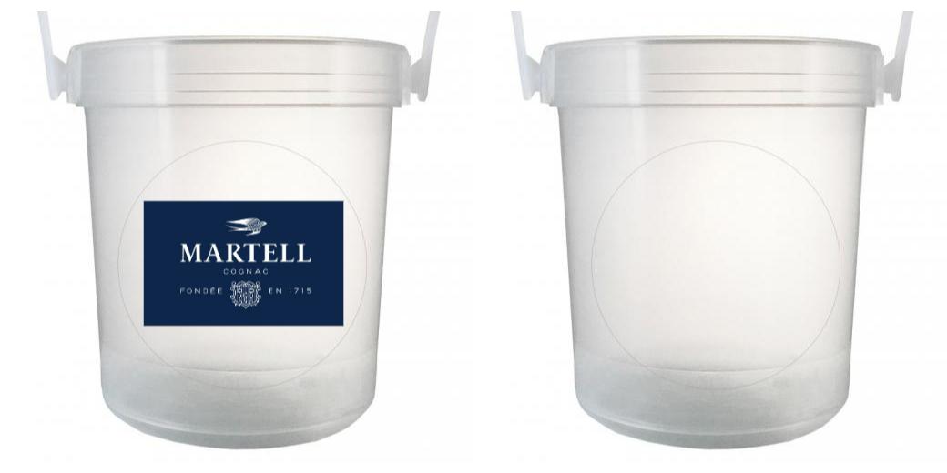 32 oz Plastic Rum Buckets with Custom Sticker