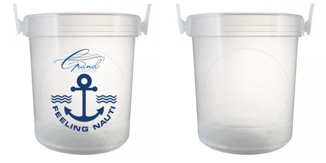 32 oz Plastic Rum Buckets with Custom Sticker