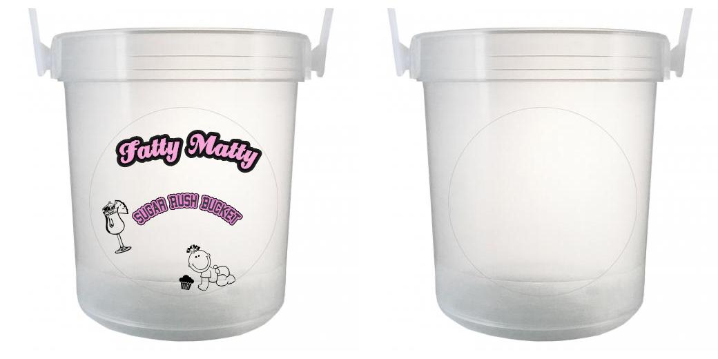 32 oz Plastic Rum Buckets with Custom Sticker