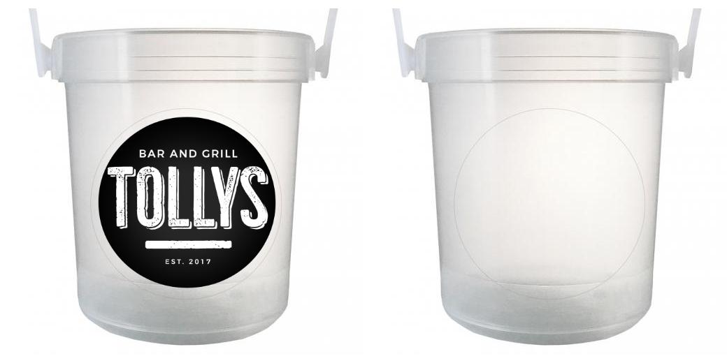 32 oz Plastic Rum Buckets with Custom Sticker