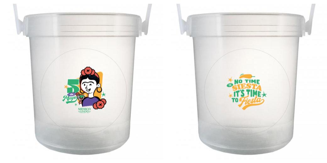 32 oz Plastic Rum Buckets with Custom Sticker