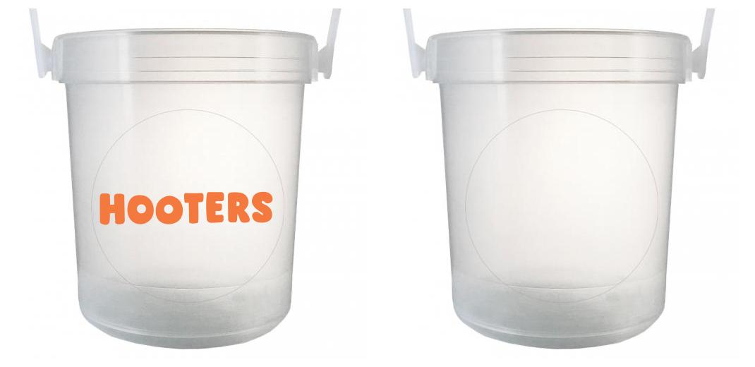 32 oz Plastic Rum Buckets with Custom Sticker