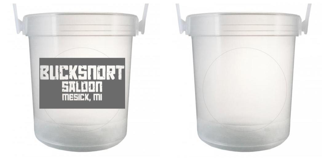 32 oz Plastic Rum Buckets with Custom Sticker