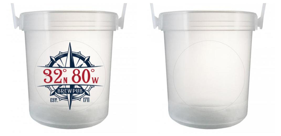 32 oz Plastic Rum Buckets with Custom Sticker