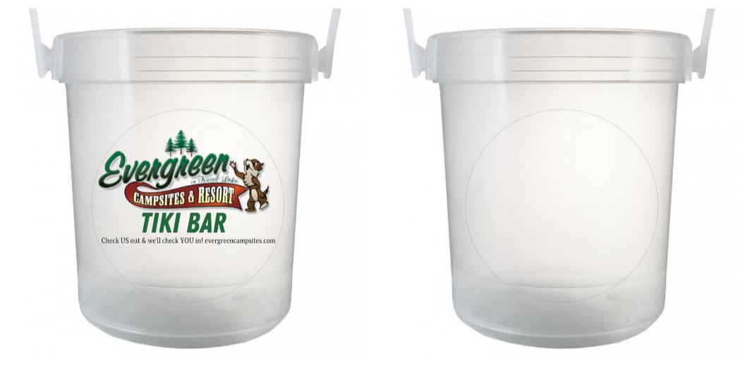 32 oz Plastic Rum Buckets with Custom Sticker