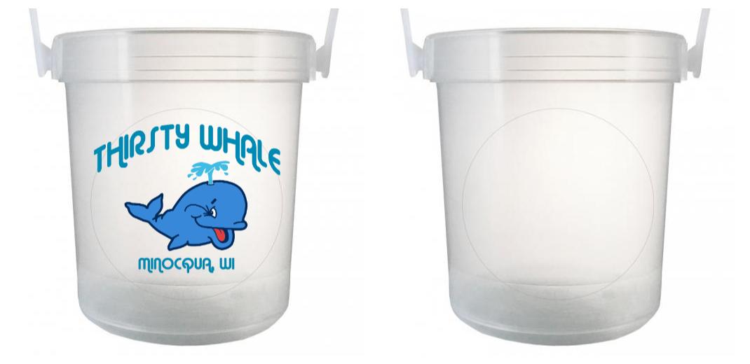 32 oz Plastic Rum Buckets with Custom Sticker