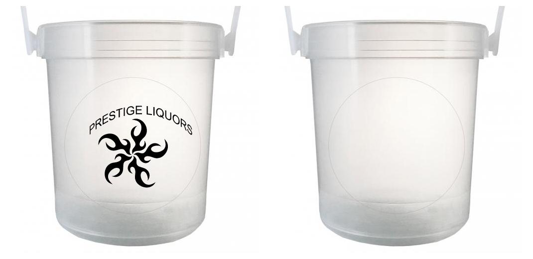 32 oz Plastic Rum Buckets with Custom Sticker