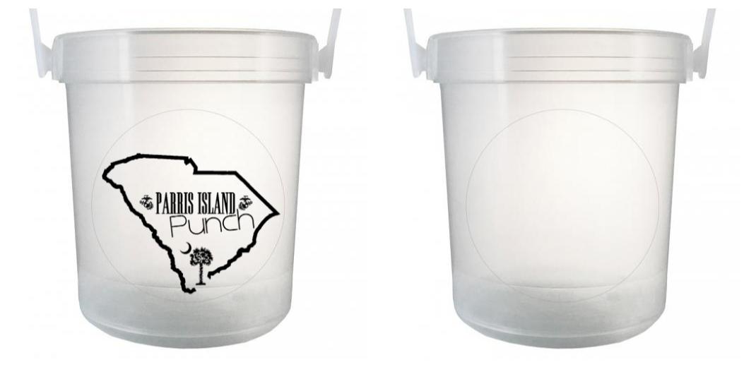 32 oz Plastic Rum Buckets with Custom Sticker