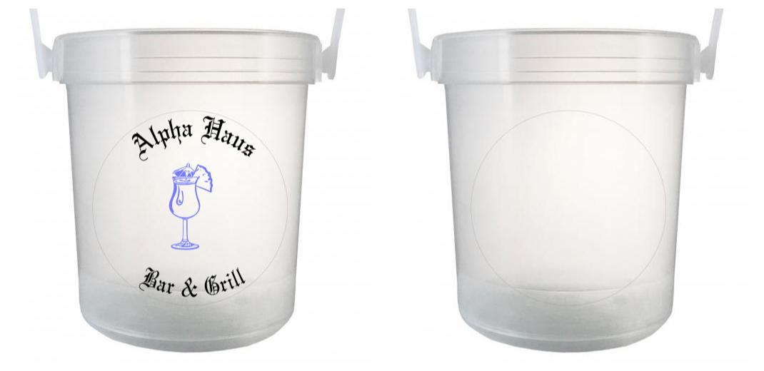 32 oz Plastic Rum Buckets with Custom Sticker