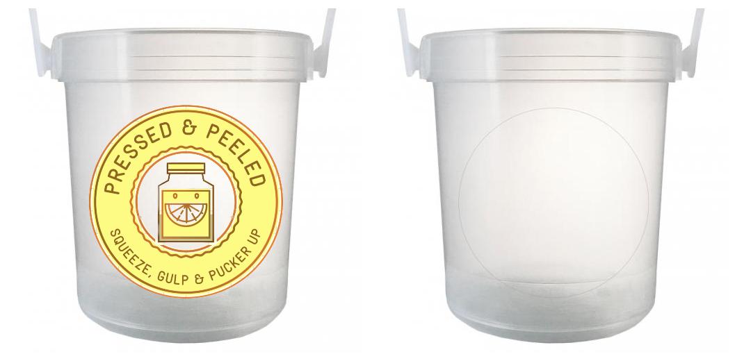 32 oz Plastic Rum Buckets with Custom Sticker