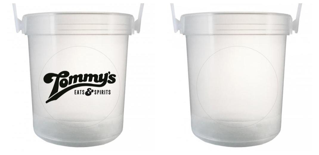 32 oz Plastic Rum Buckets with Custom Sticker