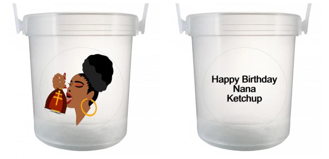 32 oz Plastic Rum Buckets with Custom Sticker