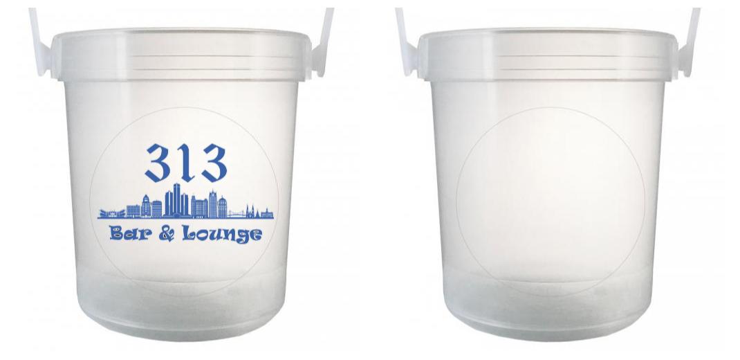 32 oz Plastic Rum Buckets with Custom Sticker