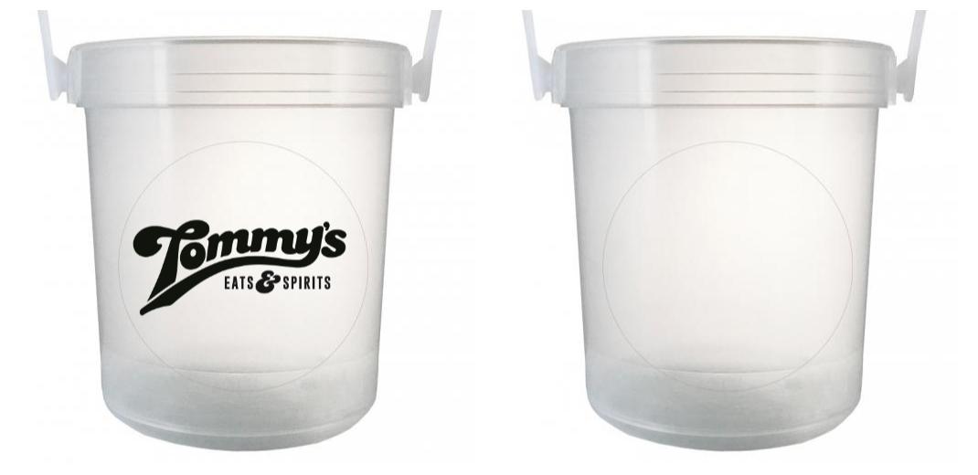 32 oz Plastic Rum Buckets with Custom Sticker