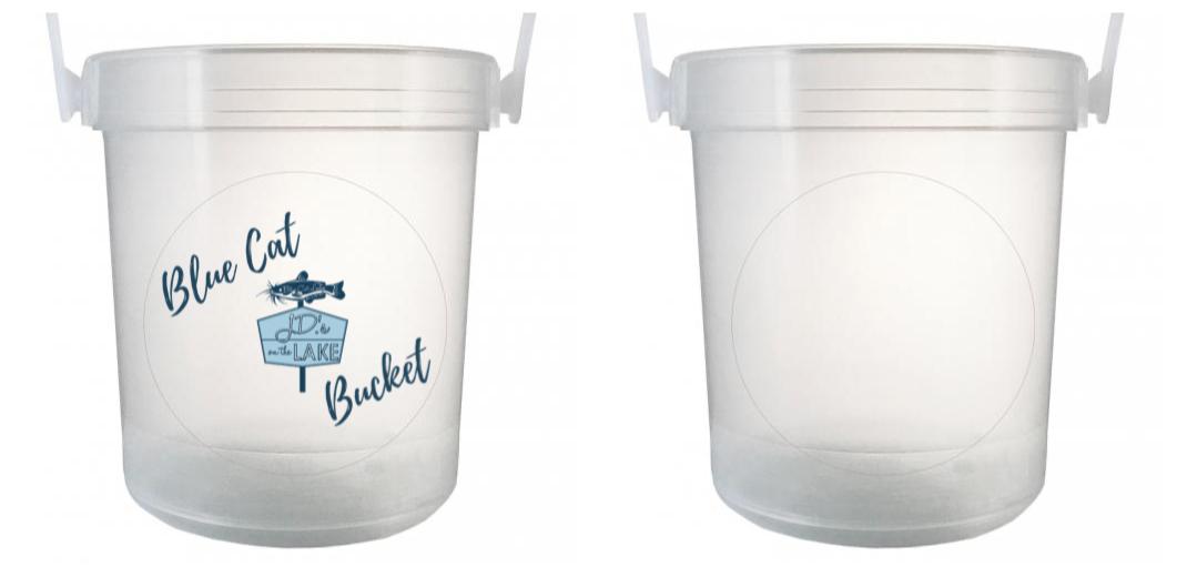 32 oz Plastic Rum Buckets with Custom Sticker