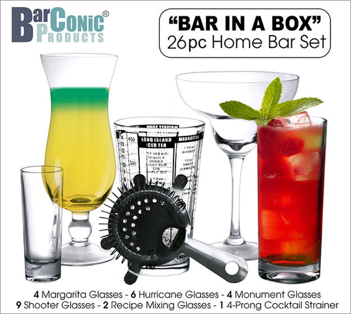 BarConic “Bar in A Box” – 15 Piece Martini Home Bar Set