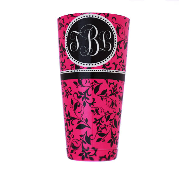 ADD YOUR NAME - Cocktail Shaker Tin - 28 oz weighted - Pink Swirls Monogram