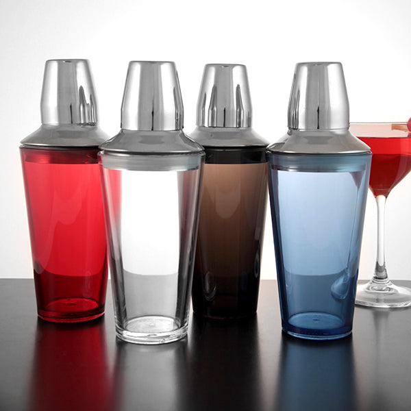 3 Piece Plastic Mixing Glasses w/ Stainless Steel Midsections - 16 ounce - Color Options